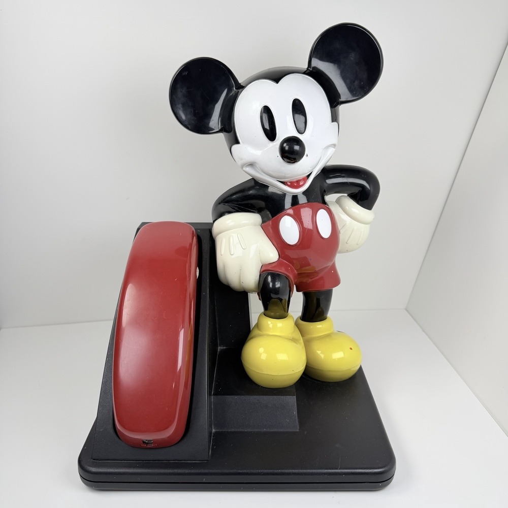 Disney Mickey Mouse AT&T Telephone 14" Vintage 90s Push Button Red Black